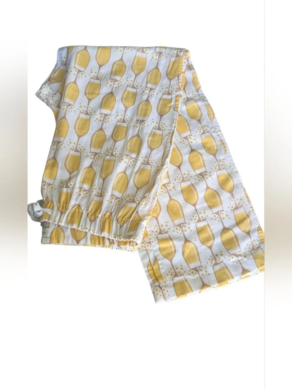 NWT J.Crew Women's Small Cotton Pajama Pants Champagne Glass Print Yellow White